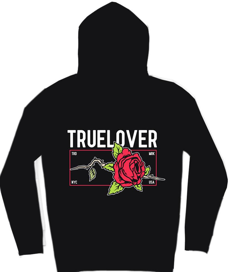 The True Lover III Trendy All-Over Print Solid Black Russian Hoodie