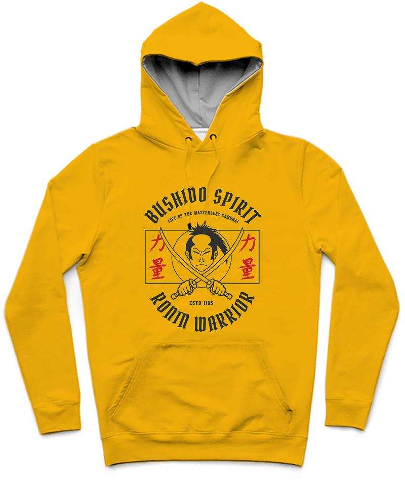 Bushido Spirit Ronin Warrior Trendy All-Over Print Solid Gamboge Hoodie