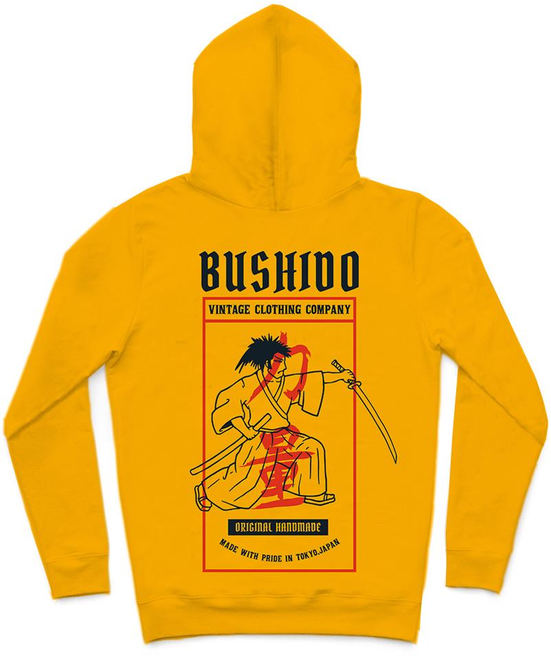 Bushido II Trendy All-Over Print Solid Orange Hoodie