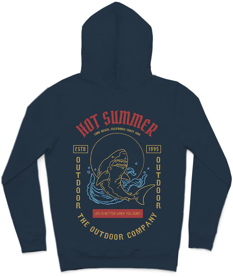 Hot Summer Trendy All-Over Print Solid Midnight Blue Hoodie