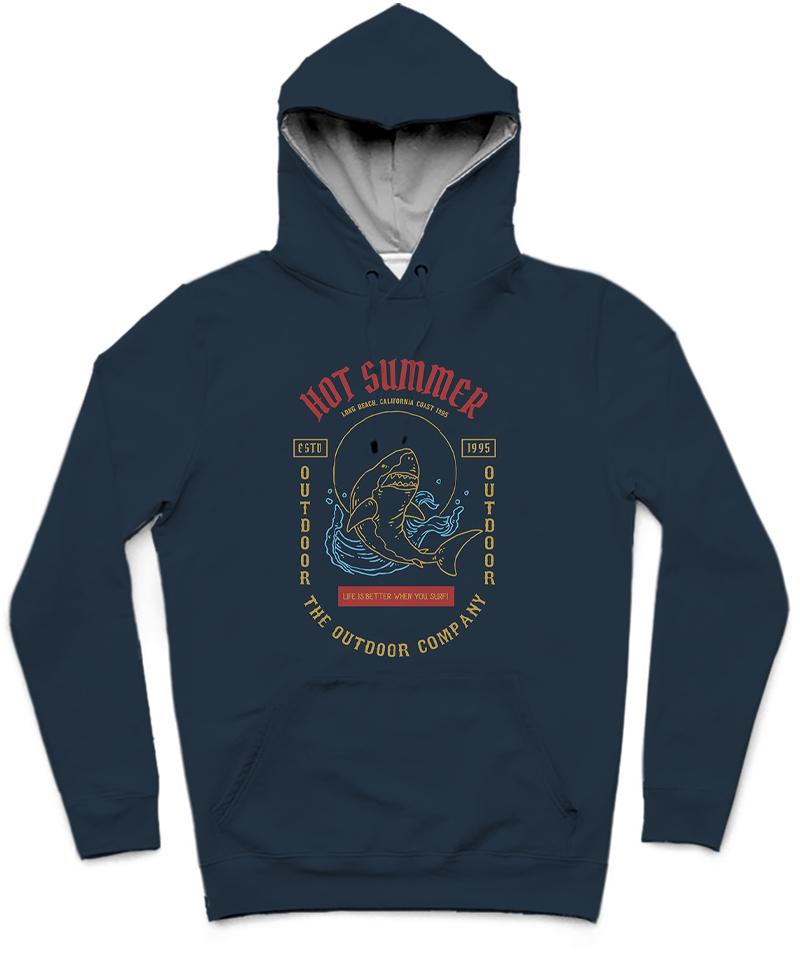 Hot Summer Trendy All-Over Print Solid Midnight Blue Hoodie