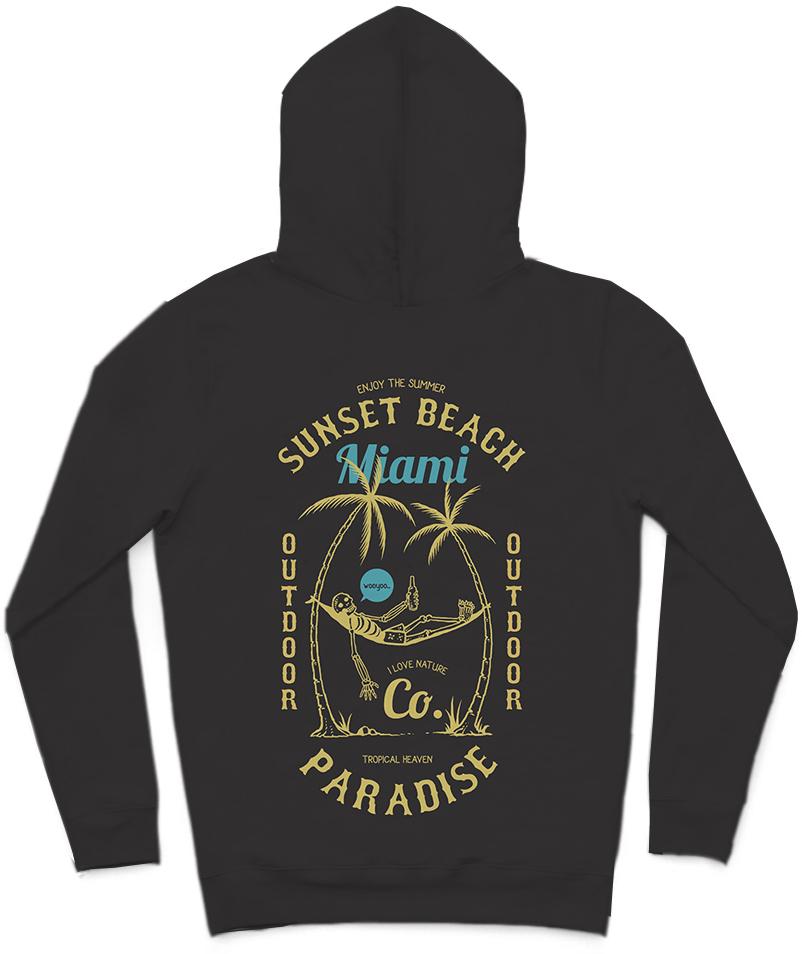 Sunset Beach Miami Trendy All-Over Print Solid Night Rider Hoodie