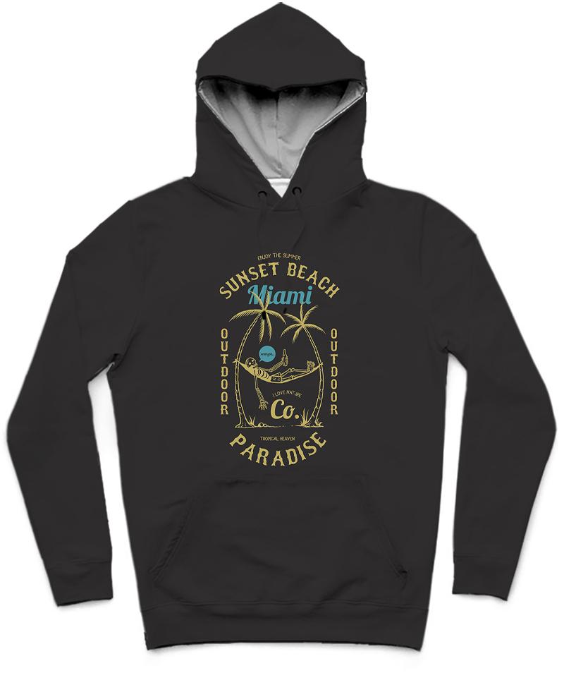 Sunset Beach Miami Trendy All-Over Print Solid Night Rider Hoodie