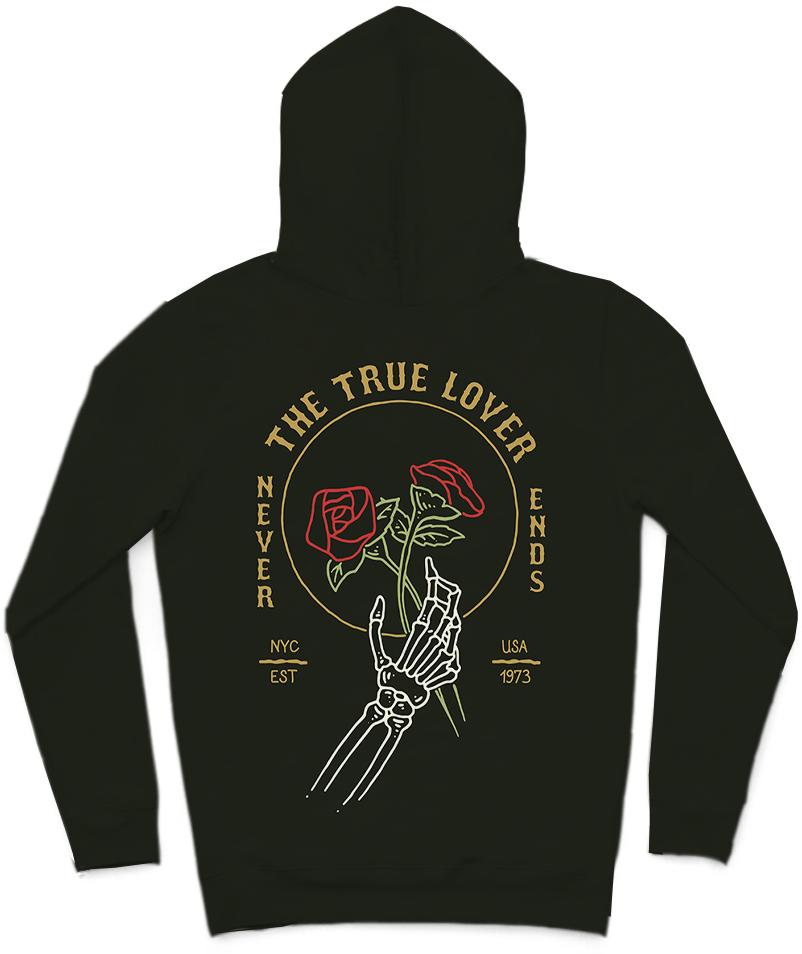 The True Lover Trendy All-Over Print Solid Rangoon Green Hoodie
