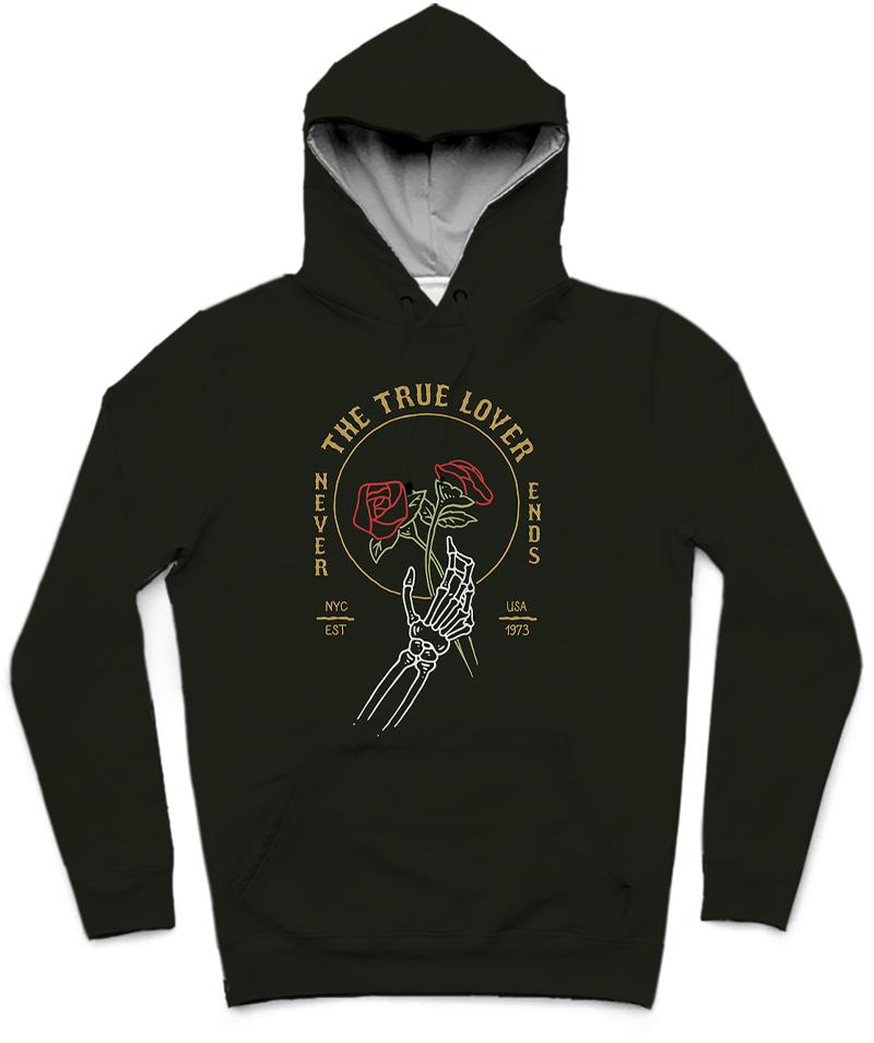 The True Lover Trendy All-Over Print Solid Rangoon Green Hoodie