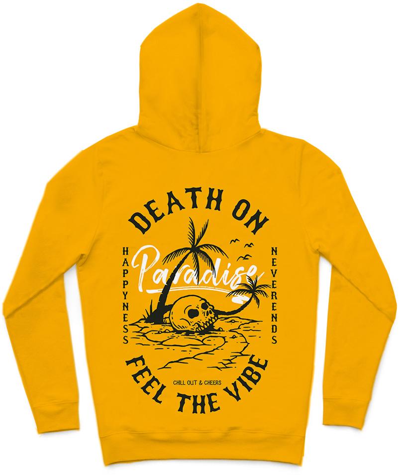 Death Island Trendy All-Over Print Solid Orange Hoodie