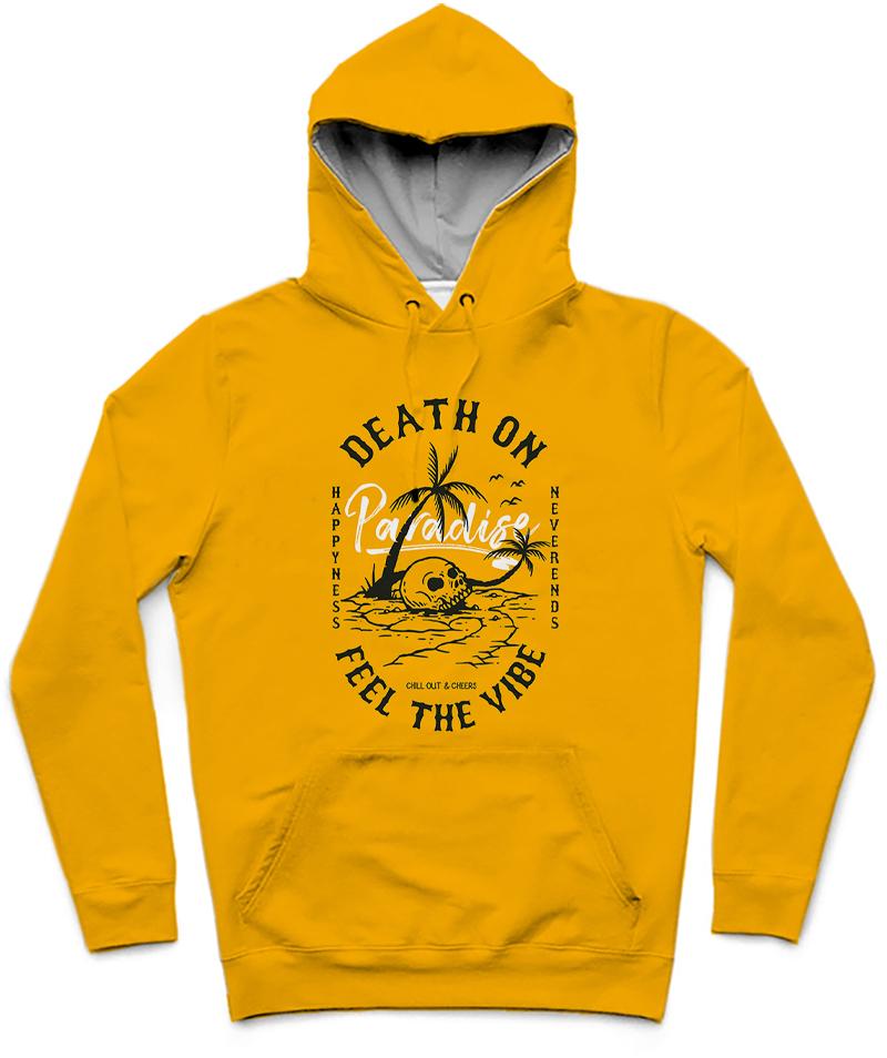 Death Island Trendy All-Over Print Solid Orange Hoodie