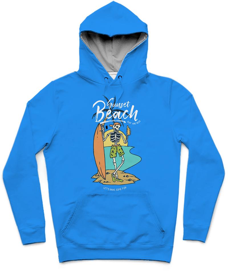 Sunset Beach II Trendy All-Over Print Solid Summer Sky Hoodie