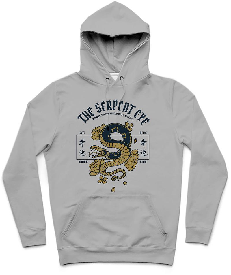The Serpent Eye Trendy All-Over Print Solid Silver Hoodie