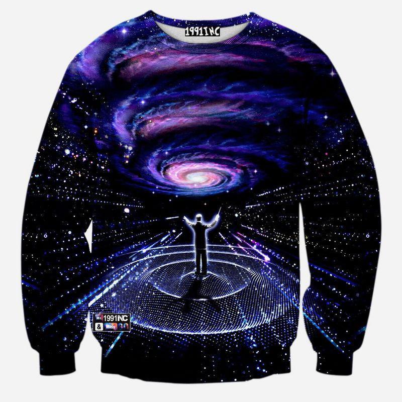 The Amazing Show Space Galaxy Crew Neck Sweatshirt Men & Women Black Hole Harajuku Style All Over Print Sweater