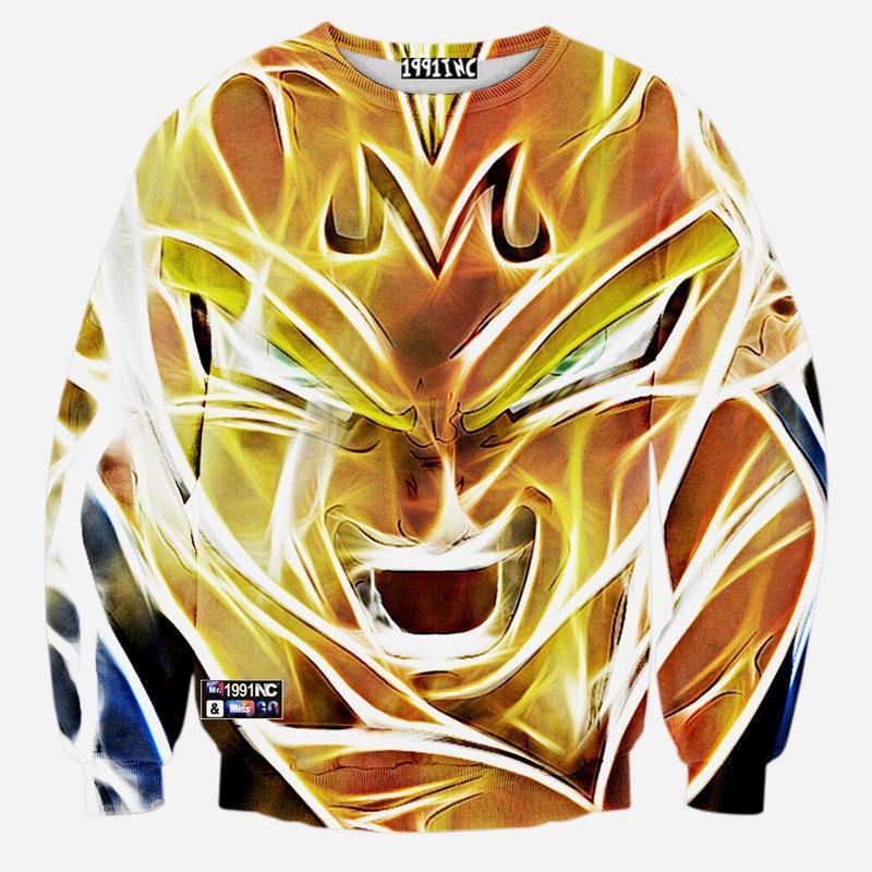 Majin Vegeta Dragon Ball Z Crew Neck Sweatshirt Men & Women DBZ Super Saiyan Harajuku Style All Over Print Sweater