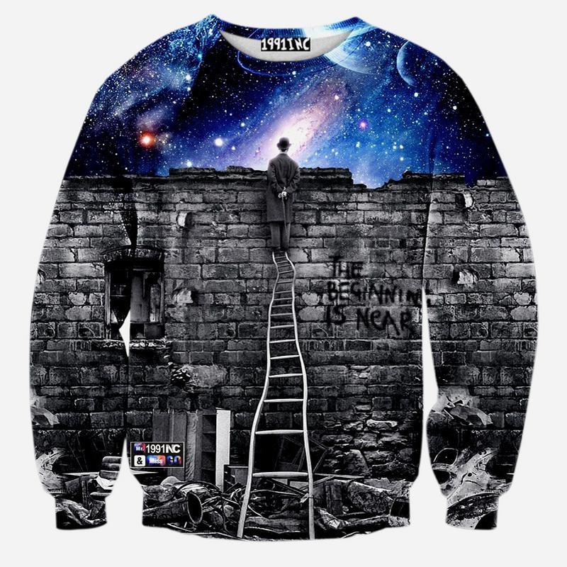 Space Galaxy Crew Neck Sweatshirt Men & Women Harajuku Style All Over Print Sweater