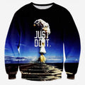 Just Do It Crew Neck Sweatshirt Men & Women Harajuku Style All Over Print Blue Sweater