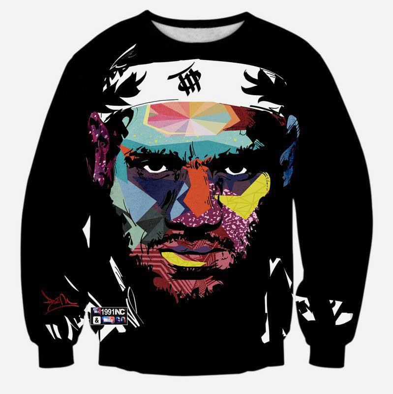 King James Crew Neck Sweatshirt Men & Women Lebron James Harajuku Style All Over Print Black Sweater