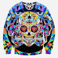 Space Galaxy Hipster Skulls Crew Neck Sweatshirt Men & Women King Of Hearts Spades Skulls In Space Harajuku Style All Over Print Blue Colorful Sweater