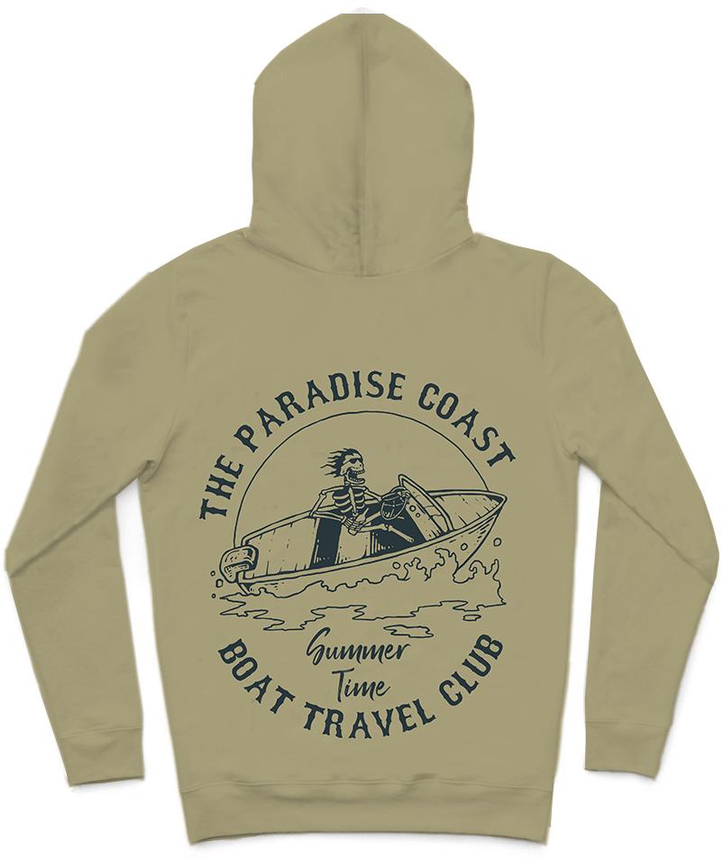 Boat Travel Club Trendy All-Over Print Solid Tallow Hoodie