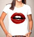 Summer Style Red Lips Printed White Women's Fashion Short Sleeve Lady Harajuku Style Hipster Tee Top T-Shirt
