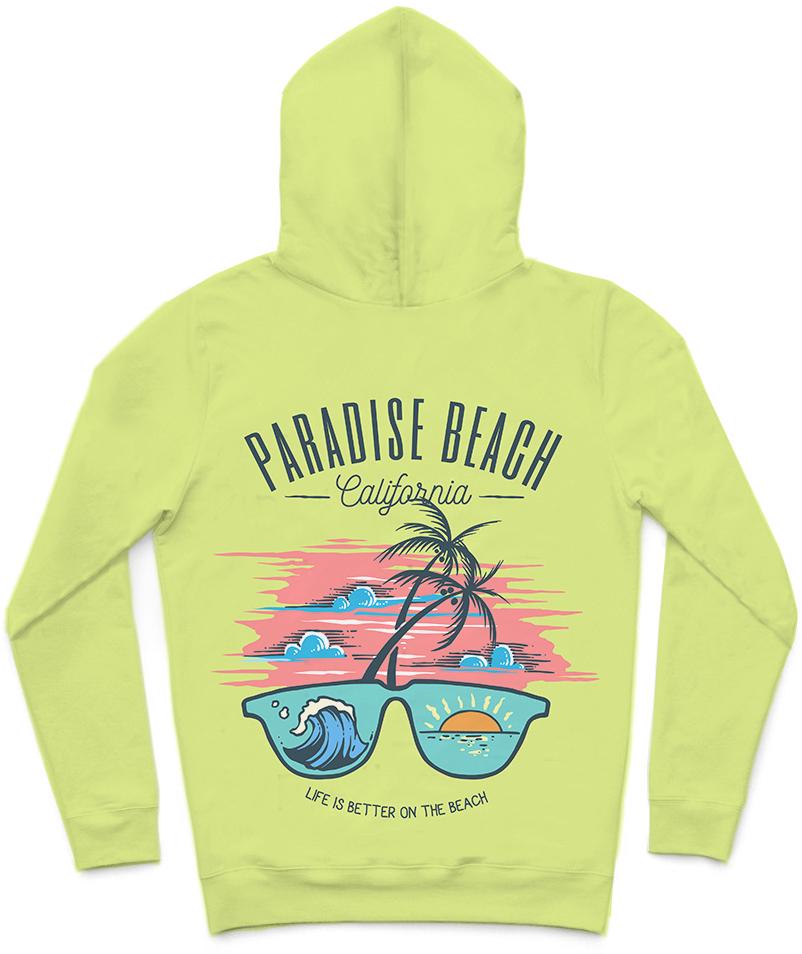 Paradise Beach California Trendy All-Over Print Solid Primrose Hoodie