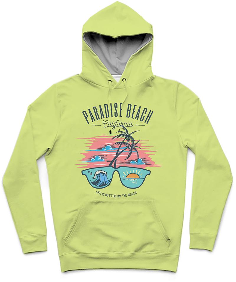 Paradise Beach California Trendy All-Over Print Solid Primrose Hoodie