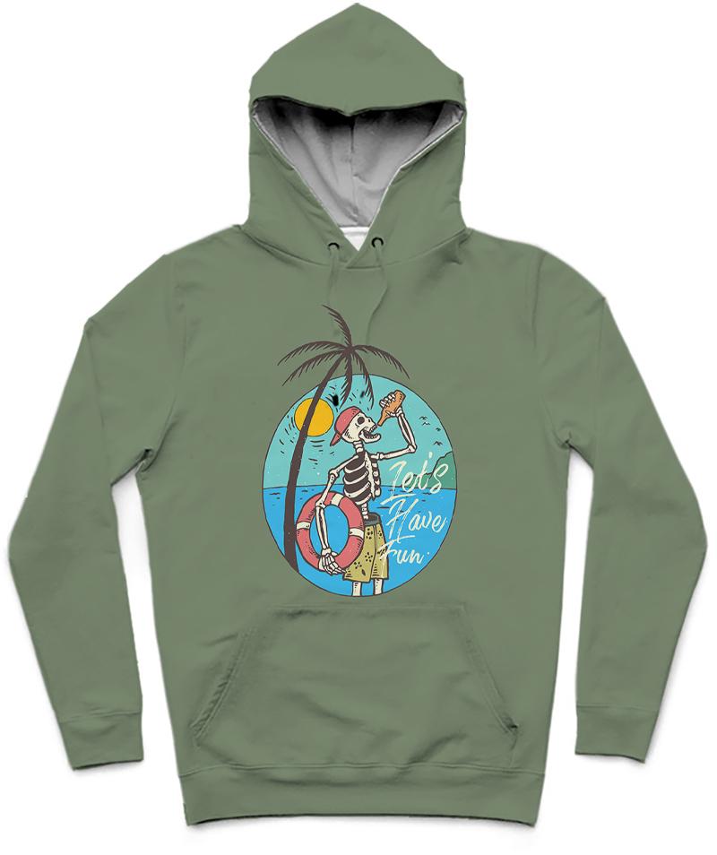 Let's Have Fun Trendy All-Over Print Solid Camouflage Green Hoodie