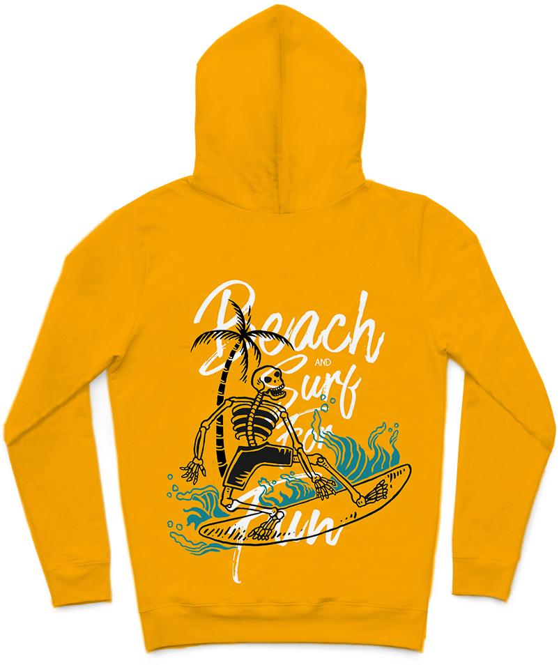 Surf Or Die Trendy All-Over Print Solid Orange Hoodie