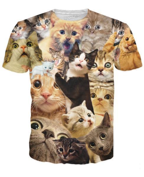 Surprised Cats Collage T-Shirt