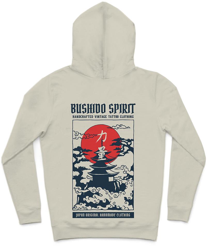 Bushido Spirit III Trendy All-Over Print Solid Chrome White Hoodie