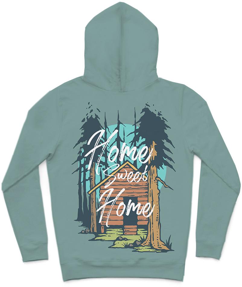 Home Sweet Home Trendy All-Over Print Solid Juniper Hoodie