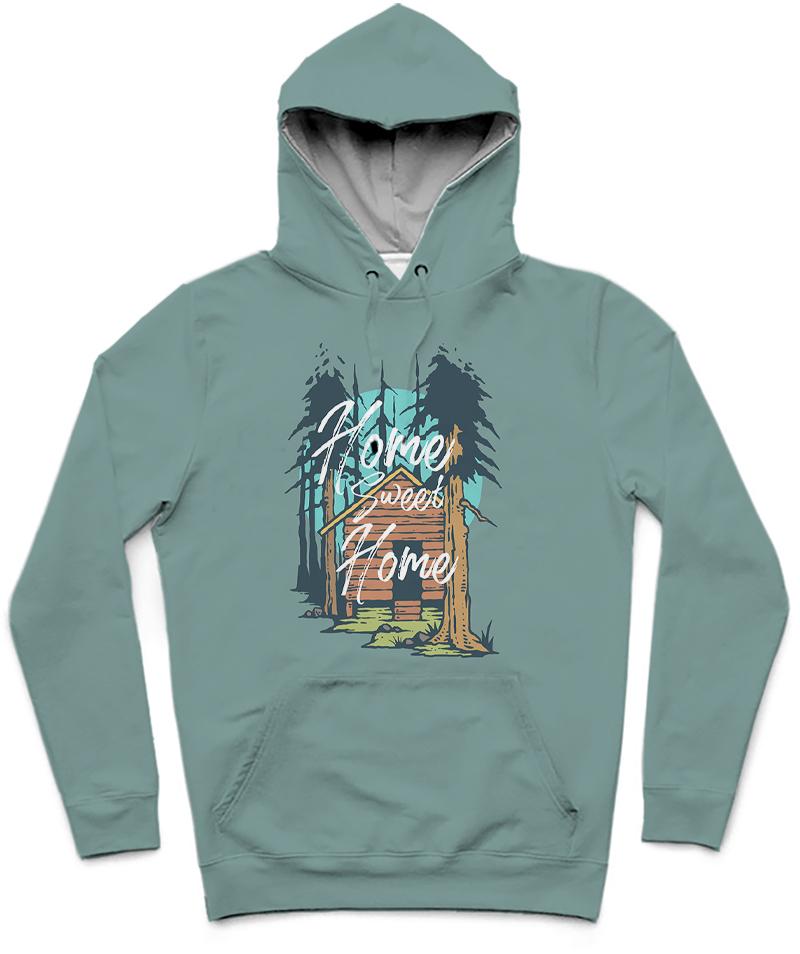 Home Sweet Home Trendy All-Over Print Solid Juniper Hoodie