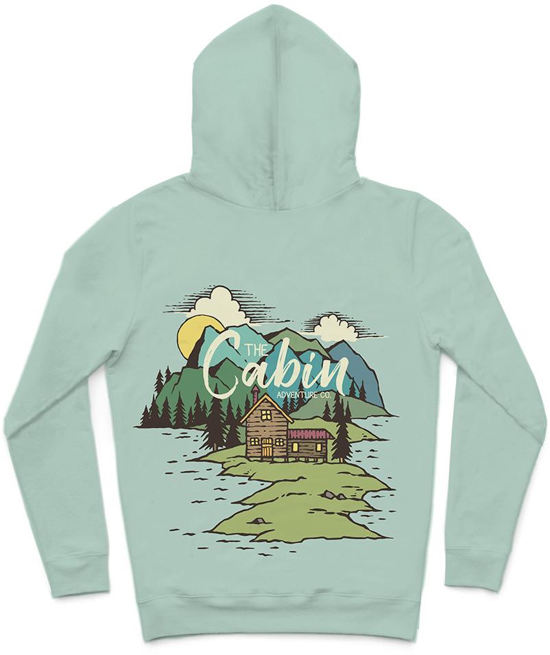 The Cabin Trendy All-Over Print Solid Opal Hoodie