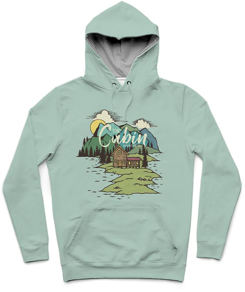 The Cabin Trendy All-Over Print Solid Opal Hoodie