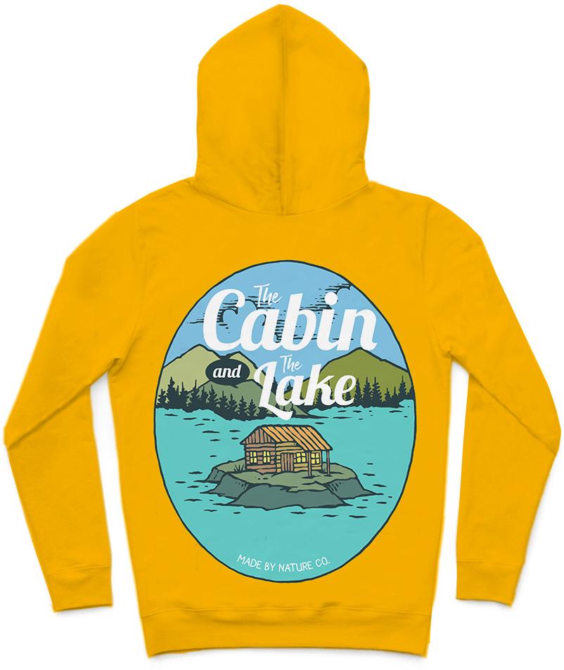 The Cabin And The Lake Trendy All-Over Print Solid Orange Hoodie