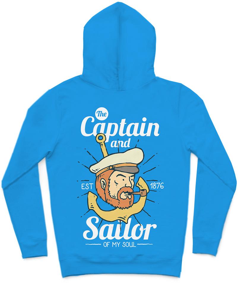 The Captain Trendy All-Over Print Solid Summer Sky Hoodie