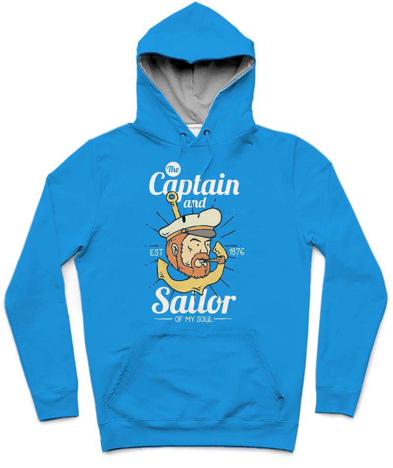 The Captain Trendy All-Over Print Solid Summer Sky Hoodie