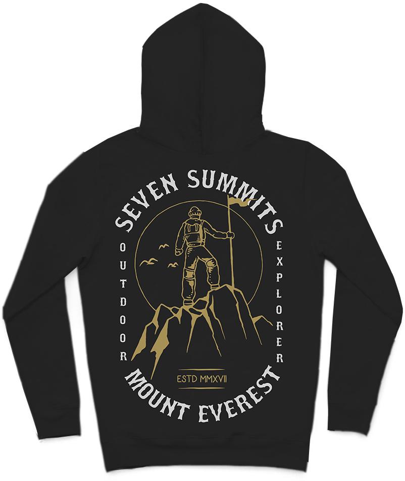 Seven Summits Trendy All-Over Print Solid Nero Hoodie