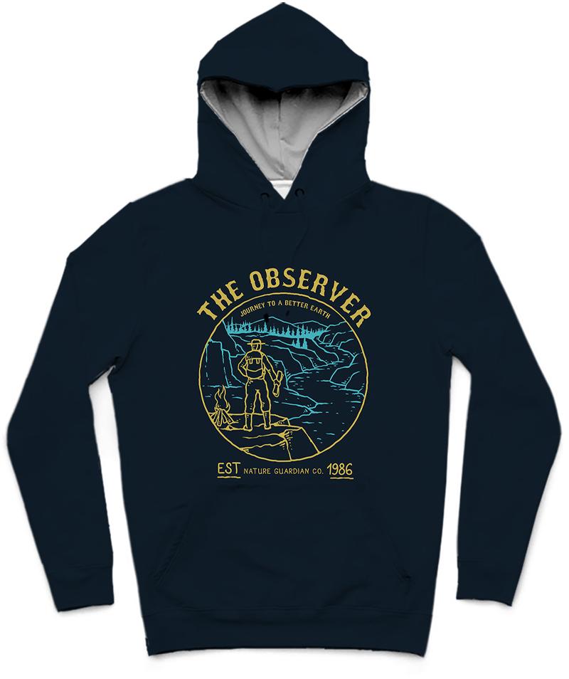 The Observer Trendy All-Over Print Solid Tangaroa Hoodie