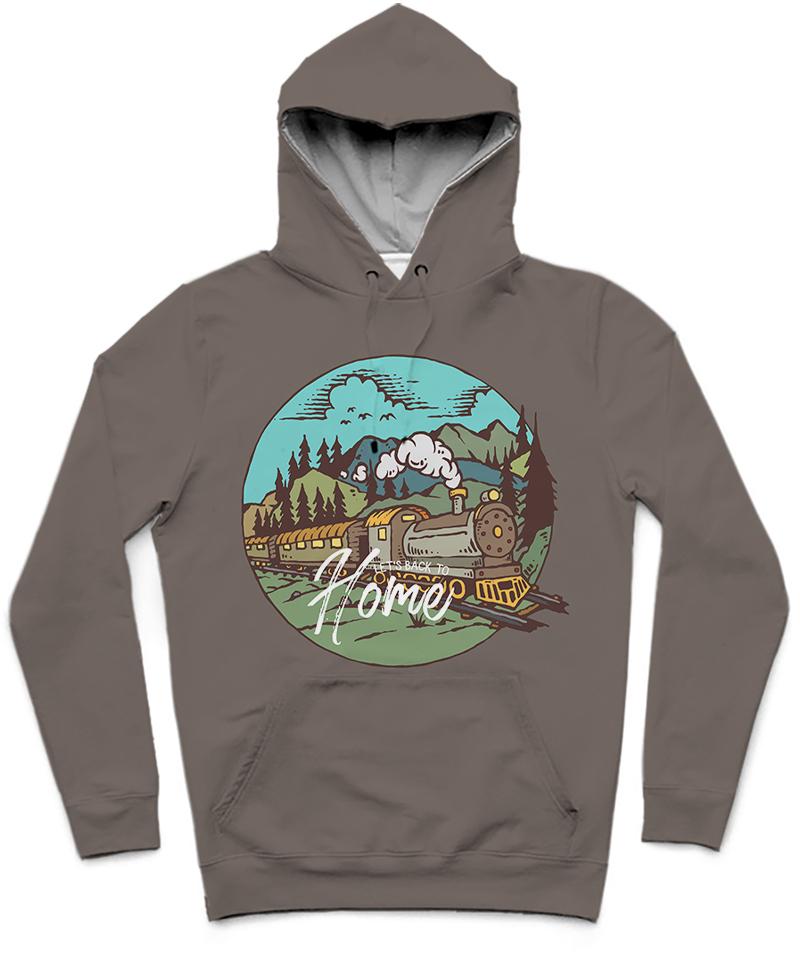 Train Home Trendy All-Over Print Solid Sandstone Hoodie