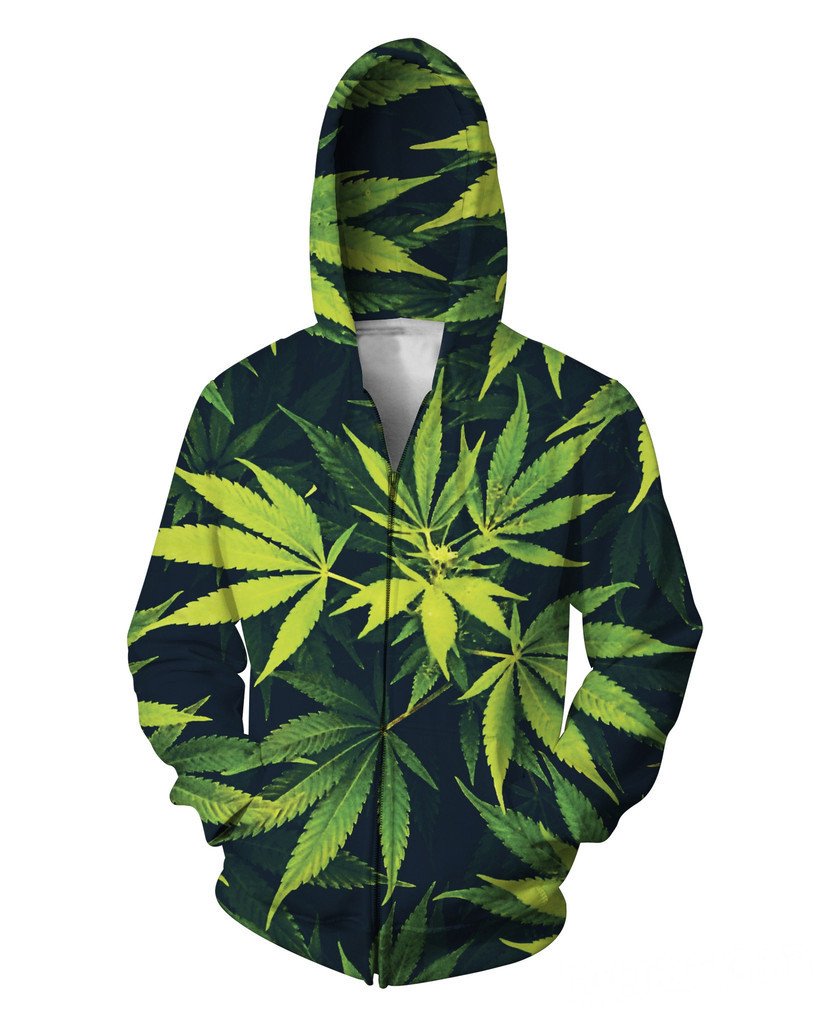 Green Leaves Zip Up Hoodie