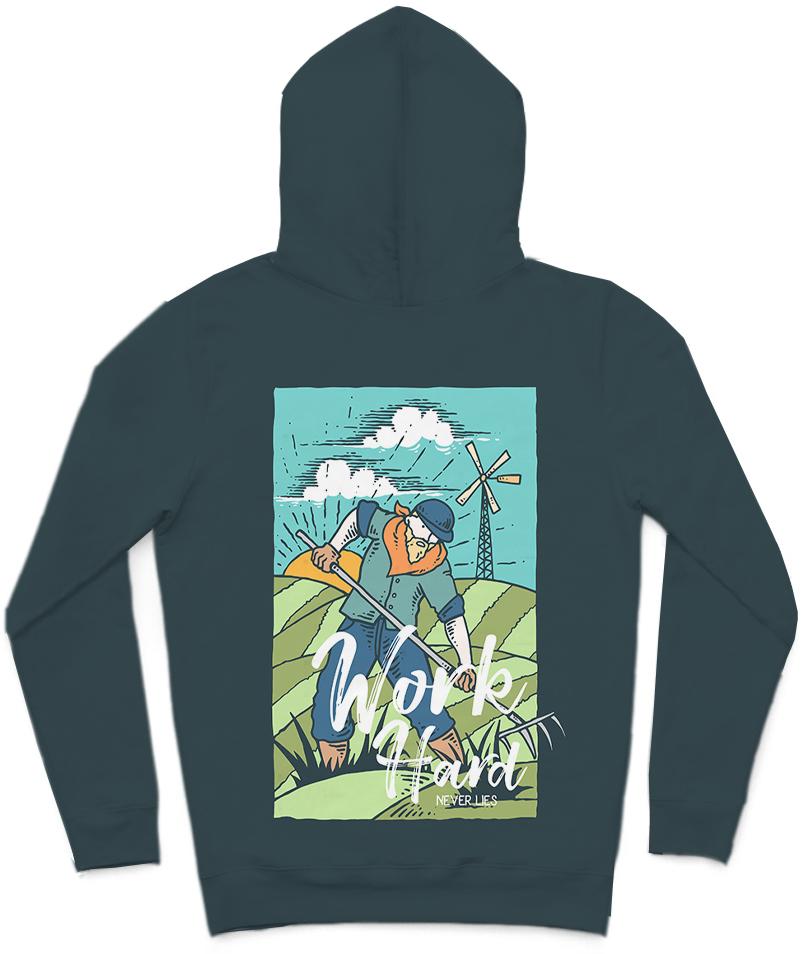 Work Hard Trendy All-Over Print Solid Big Stone Hoodie