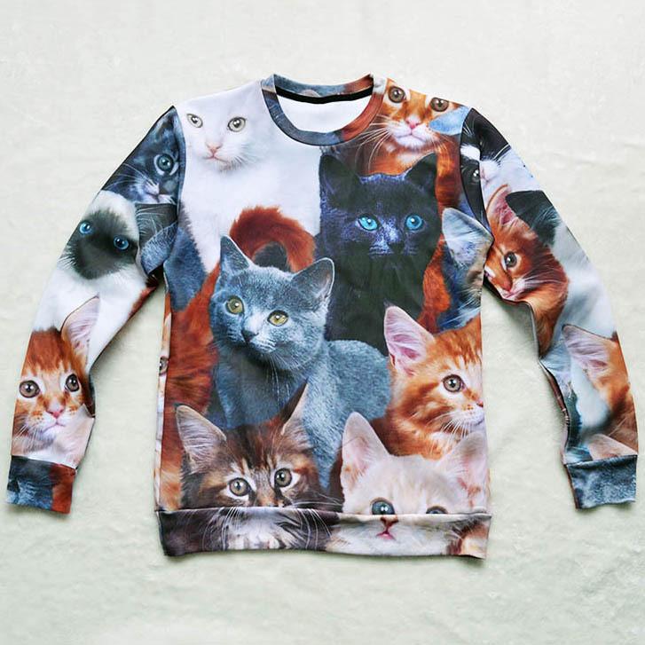 Cats Collage Crew Neck Sweatshirt Men & Women Harajuku Style All Over Print Sweater