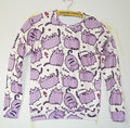 Fat Stacks Cats Crew Neck Sweatshirt Men & Women Harajuku Style All Over Print Purple Sweater