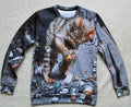 Kitty Zilla Crew Neck Sweatshirt Men & Women Godzilla  Harajuku Style All Over Print Sweater