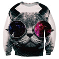 Cool Cat Crew Neck Sweatshirt Men & Women Harajuku Style All Over Print Sweater
