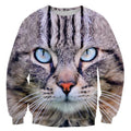 Cat Face Crew Neck Sweatshirt Men & Women Flowers Floral Harajuku Style All Over Print Sweater
