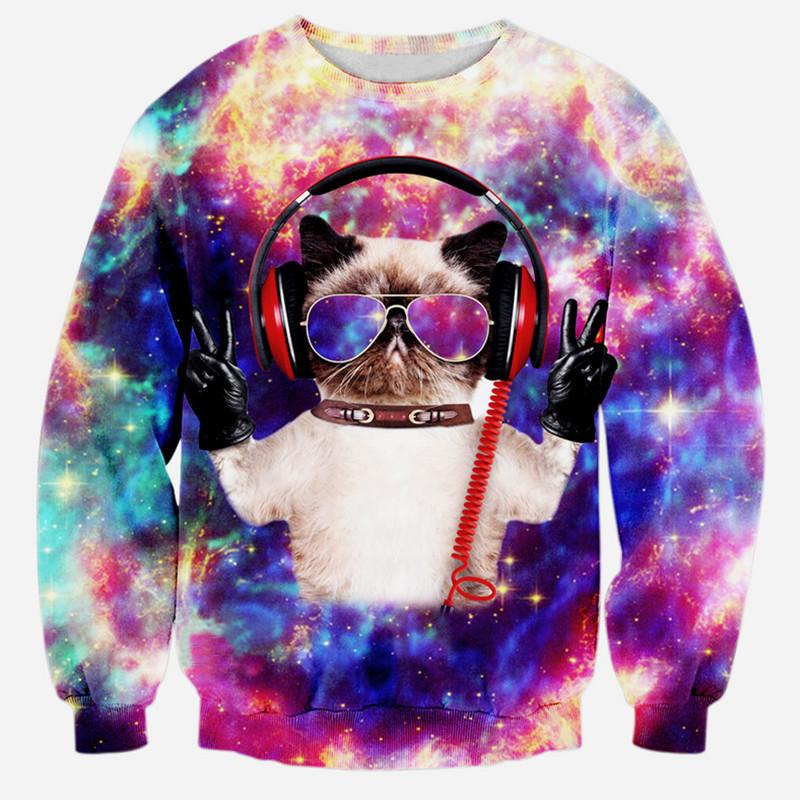 Orion Crew Neck Sweatshirt Men & Women Cats In Space Galaxy Universe Harajuku Style All Over Print Sweater