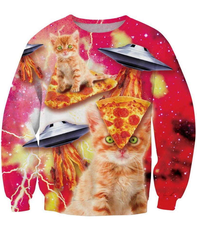 Bacon Space Pizza Cat Crewneck Sweatshirt