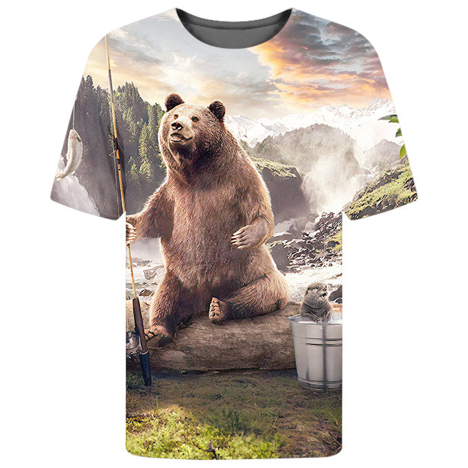 Bear Fishing In Mountains