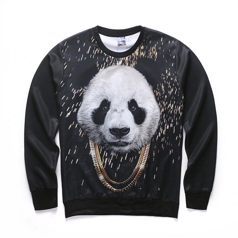 Desiigner Panda All Over Print Hip Hop Black & White Crew Neck Sweatshirt