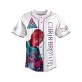 Chris Brown White Button Up Baseball Jersey