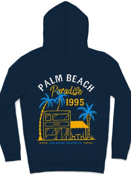 Palm Beach Paradise Trendy All-Over Print Solid Dark Blue Hoodie